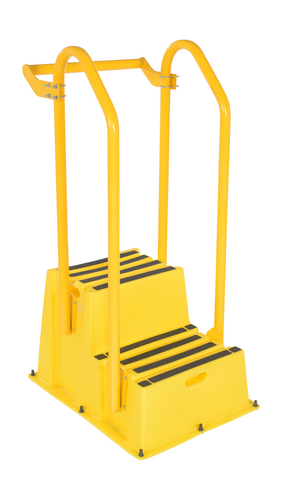 Polyethylene Nestable with Hand and Back Rails 2 Step 500 Lb. Capacity Yellow